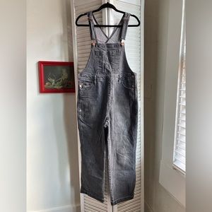 Gray denim overalls